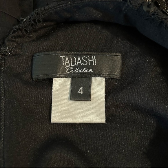 TADASHI Collection Vintage Black Lace Silk Shirred Cocktail Dress Size 4 - Picture 14 of 14